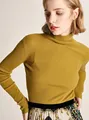 100%hand made pure wool knit women brief turtleneck slim pullover sweater solid color M preview-6