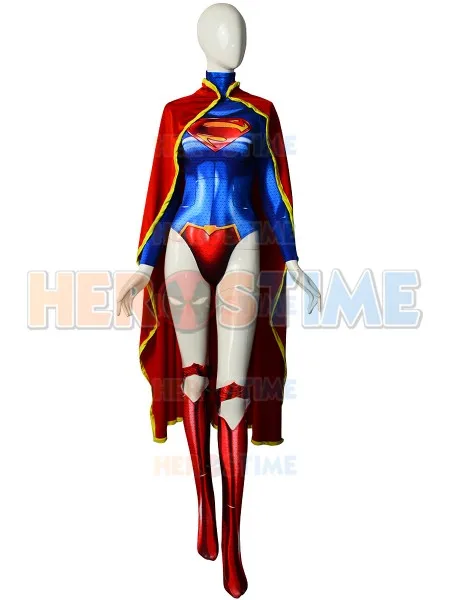 קנו תחפושות לפורים The New 52 Supergirl Cosplay Costume 3d Print Lady Women Girls Spandex Zentai Bodysuit Supergirl New 52 Suit