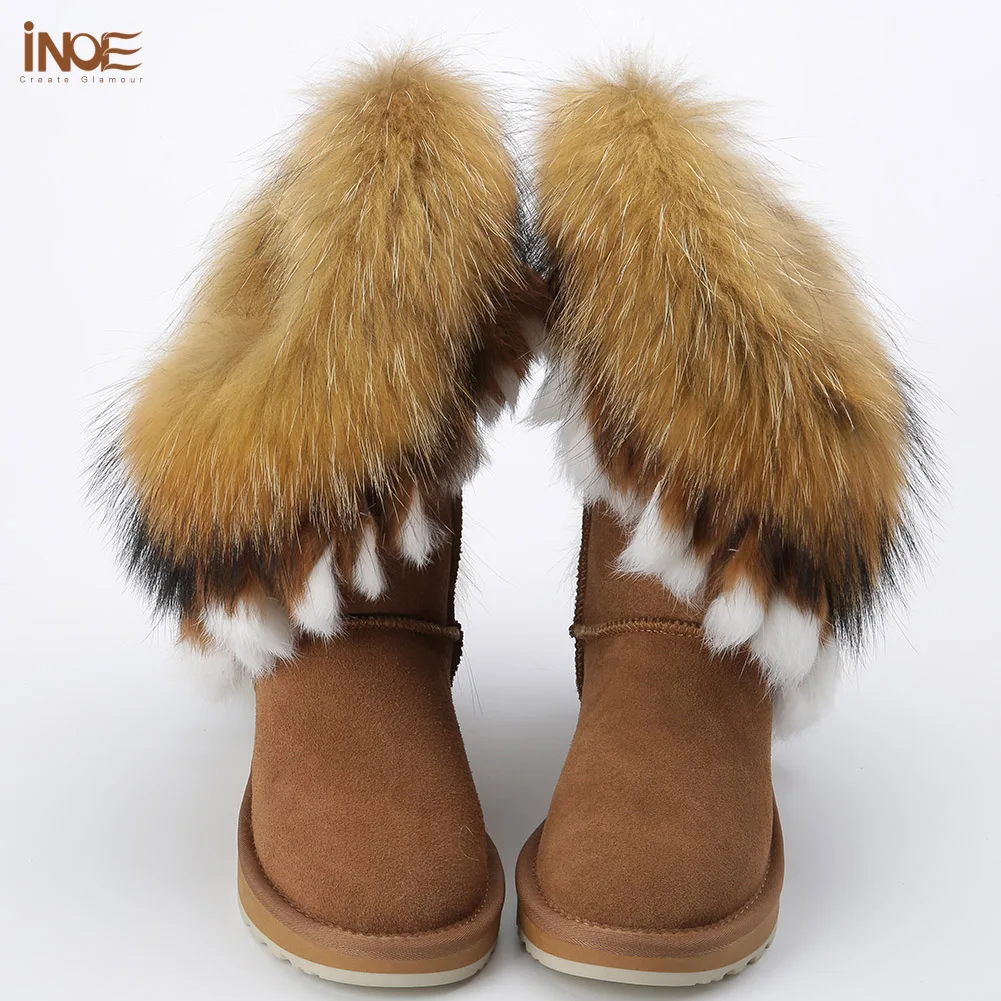 fur boots with tassels