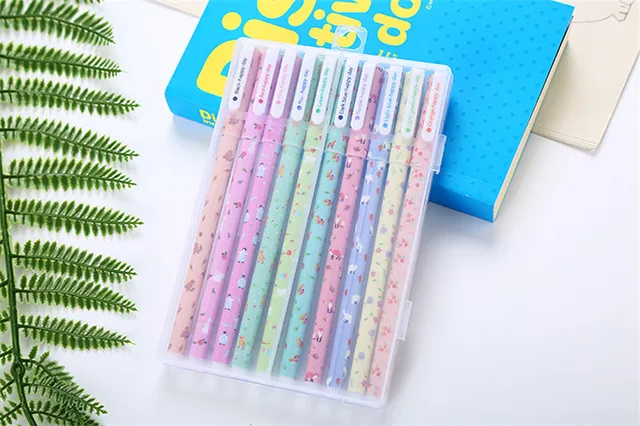 Kawaii Gel Pencils 6/10 Pcs Colored Ink Pens Set Cute 0.38mm Mini