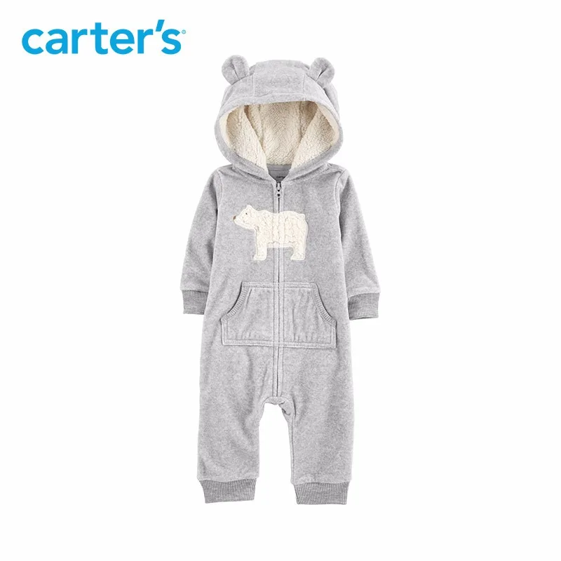 carters hooded fleece jumpsuit