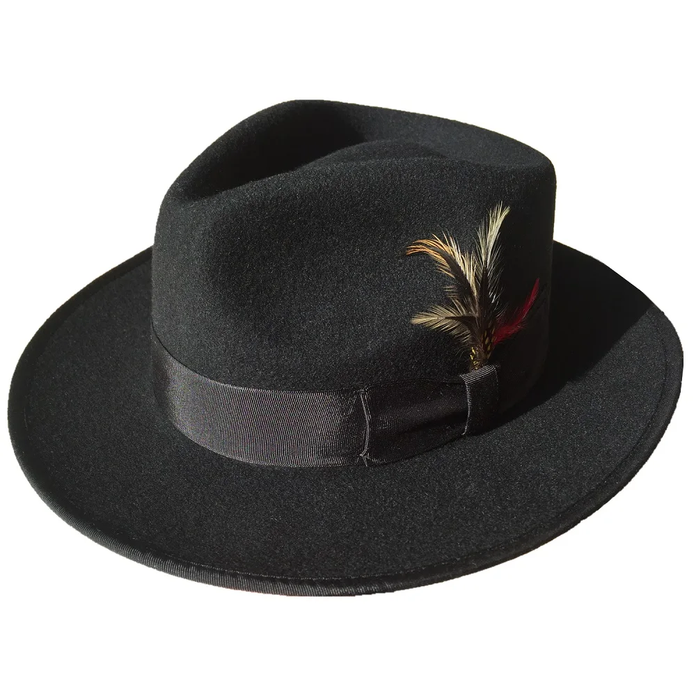 Wool Felt Pinch Crown White Fedora Hat For Men Women Gentleman