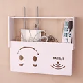 Smiley Face White Wood-Plastic Board Wireless Wifi Router Organizer For Home Office Store Cable Storage Box Small Medium preview-2