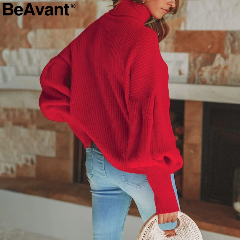 BeAvant Turtleneck red winter sweater 