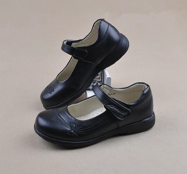 girls black leather shoes