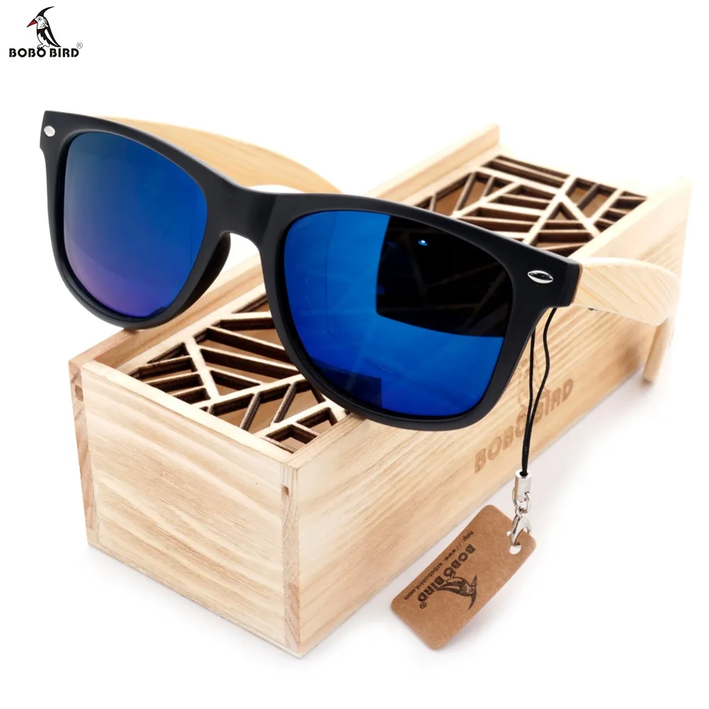 BOBO BIRD Sunglasses for Men Women Bamboo Wood Sun Glasses Travel Eyewear in Wooden Box Droshipping OEM-animated-img