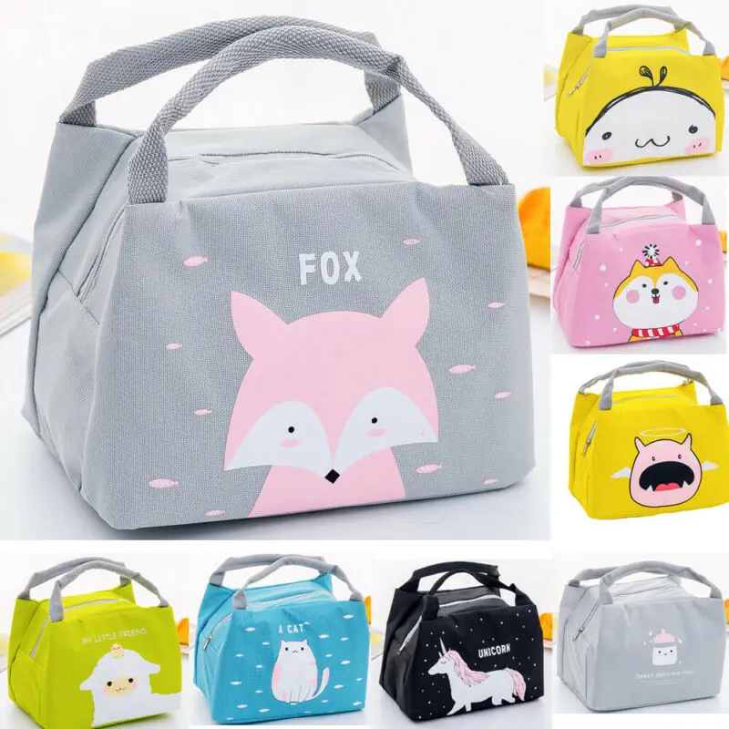 Faroot Portable Insulated Thermal Bento Cooler Bags Food Picnic Lunch Bag Box Cartoon Bags Pouch For Women Girl Kids Children