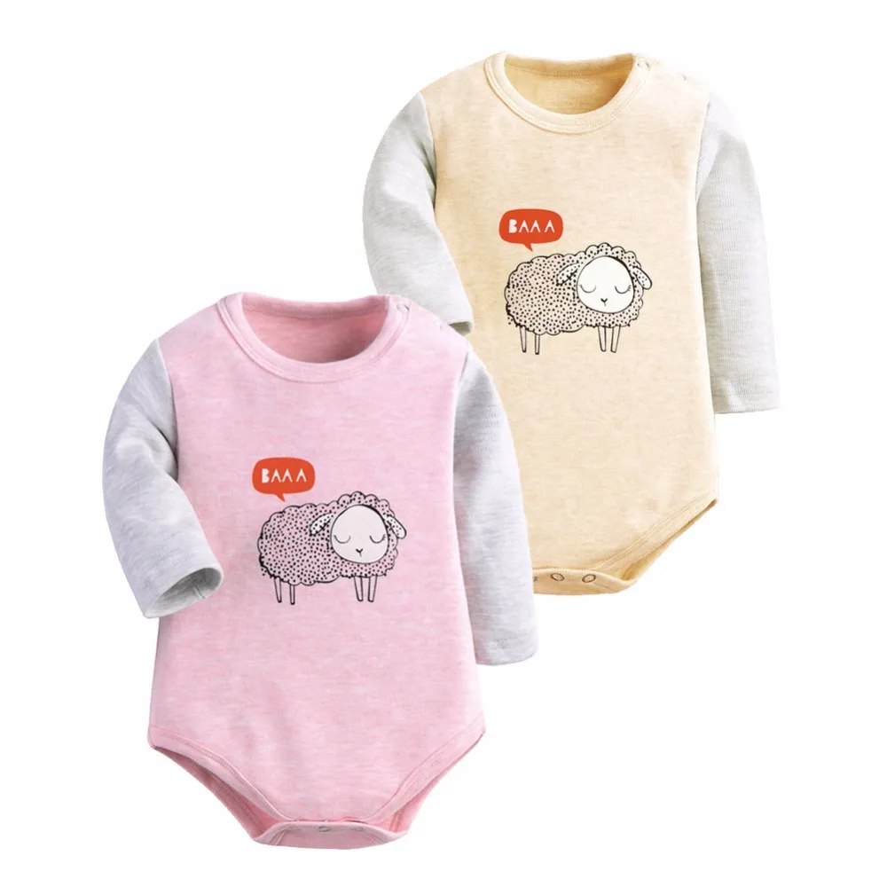 Baby Clothing 2 Pieces/lot Bodysuit Baby Long Sleeve Sheep Print Winter Baby Clothing Newborn Jumpsuits Bodysuit Baby-animated-img