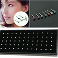 60pcs/box Stainless Steel Nose Ring set Body indian Jewelry women girls Surgical Nose Piercing Crystal nose Stud ring for women