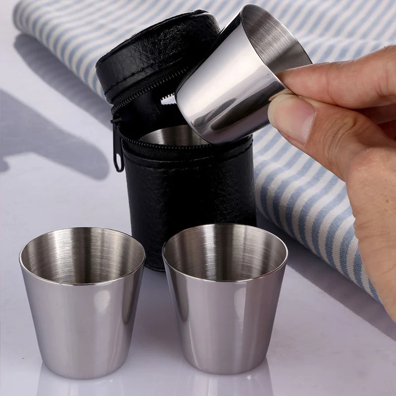 1PC Stainless Steel Beer Cups Wine Cups Coffee Tumbler Tea Milk Mugs Home  30ml/70ml/180ml/320ml Portable Metal Water Cups