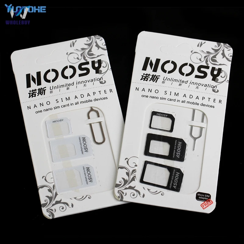 Cumpără Piese Pentru Telefoanele Mobile 300sets Lot Noosy 4 In 1 Nano Sim Card To Micro Sim Nano Micro To Mini Sim Adapter For Iphone Samsung Sim Card Adapter