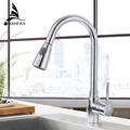 Kitchen Faucets Silver Single Handle Pull Out Kitchen Tap Single Hole Handle Swivel 360 Degree Water Mixer Tap Mixer Tap 408906 preview-4