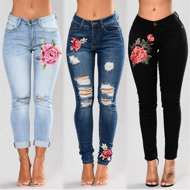 Stretch Embroidered Jeans 