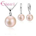 3 Color Option White/Black/Pink Pearl Jewelry Sets Luxury 925 Sterling Silver Necklace Pendant Earrings Set for Women Gift preview-2