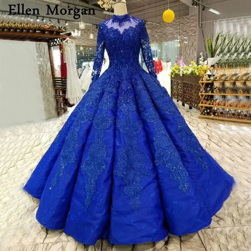 Lace Pearls Ball Gowns Puffy Bridal Gowns