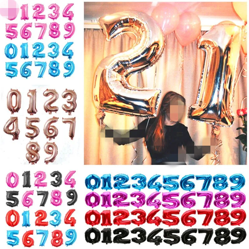 Large Number Balloon 40 Inch Big Number Foil Balloons Pink Blue Helium Balloon Birthday Wedding Decoration Balls Party Supplies-animated-img