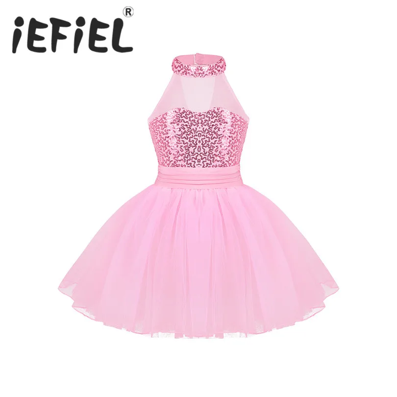 iEFiEL Girls Kids Ballet Tutu Dress Modern Jazz Dance Outfit Stage Performance Costume Dancewear 