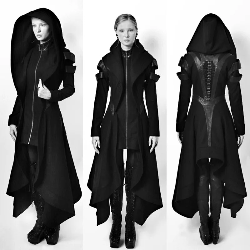 Irregular Women Hooded Coat Punk Goth 