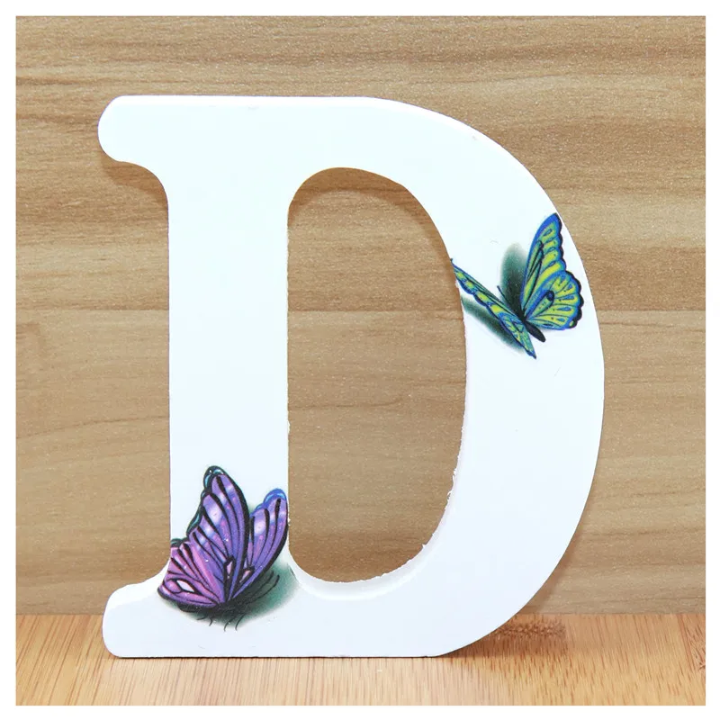 Cumpără Produse decorative pentru casă  1pc 10cm 3D Butterfly Wooden  Letters Decorative Alphabet Word Letter Name Design Art Crafts Hand Made  Standing Shape Wedding DIY