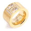 New Arrival Gold-Color Ring Bijoux 14mm Width Big Pave Setting CZ Zicon engagement Ring For Women Wedding  Jewelry