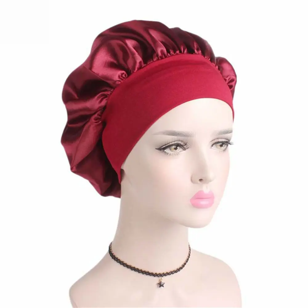1PC Women Wide Band Satin silk Bonnet 