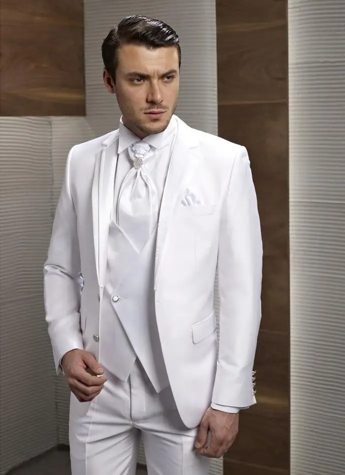 mens white 3 piece suit