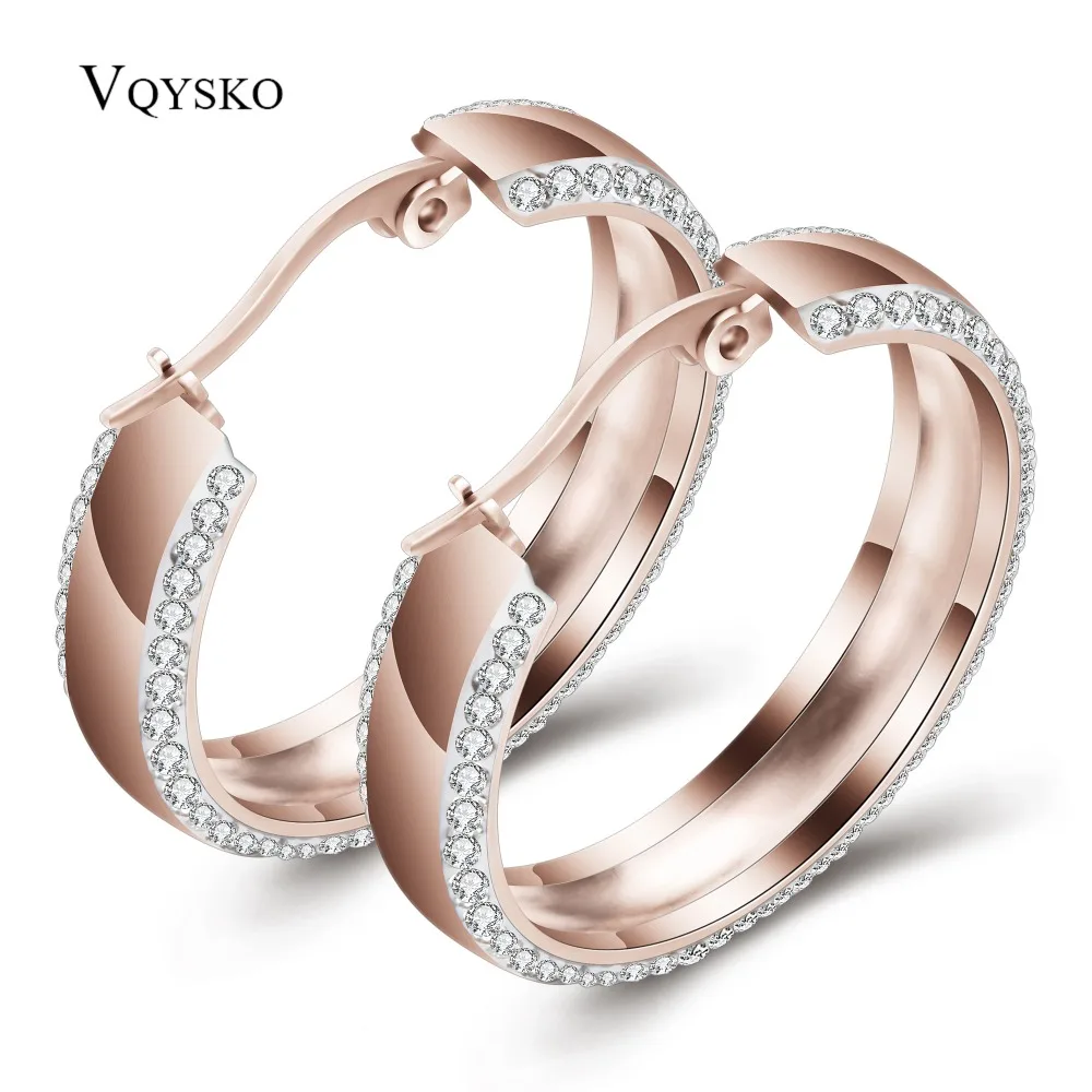 Three Color Stainless Titanium Steel Gold Wings Women Crystal Hoop Earrings for Wedding-animated-img