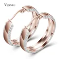 Three Color Stainless Titanium Steel Gold Wings Women Crystal Hoop Earrings for Wedding