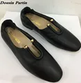 Dousin Partin Black Leather Women flats slip on soft leather quality women shoes lady shoes N 52412563