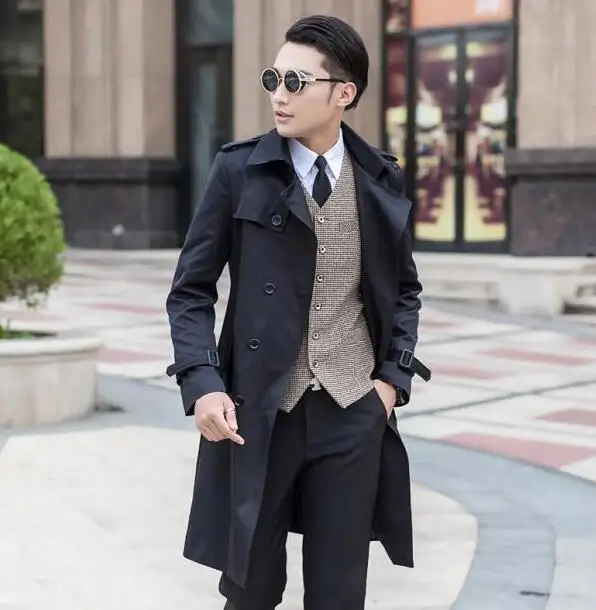 blue trench coat mens