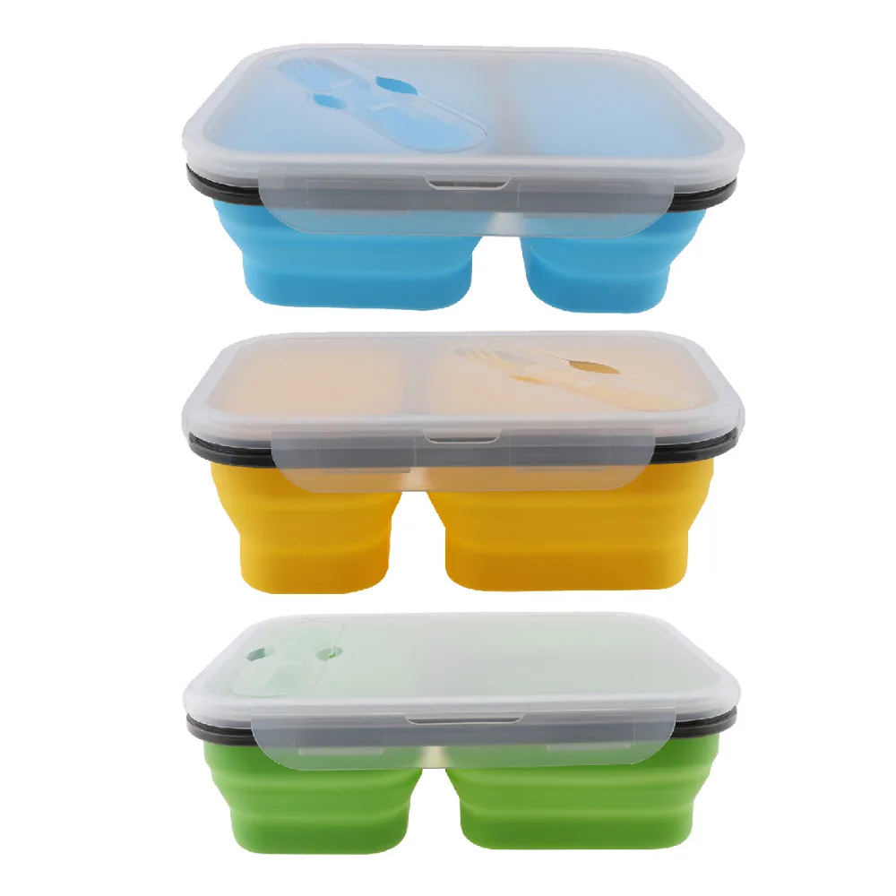 1100ml Silicone Collapsible Portable Lunch Box Large Capacity Bowl Lunch  Bento Box Folding Lunchbox Eco-Friendly