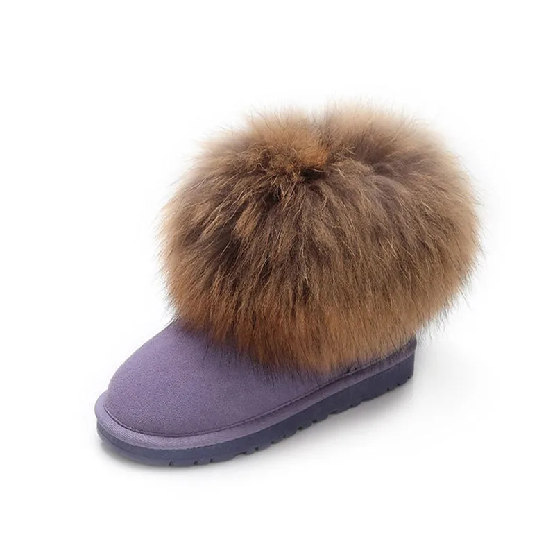 short snow boots with fur