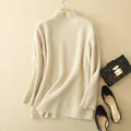 high grade goat cashmere thick knit women fashion half high collar short pullover sweater solid color M-L preview-3
