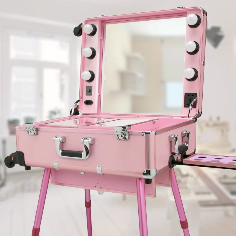 makeup trolley case with lights