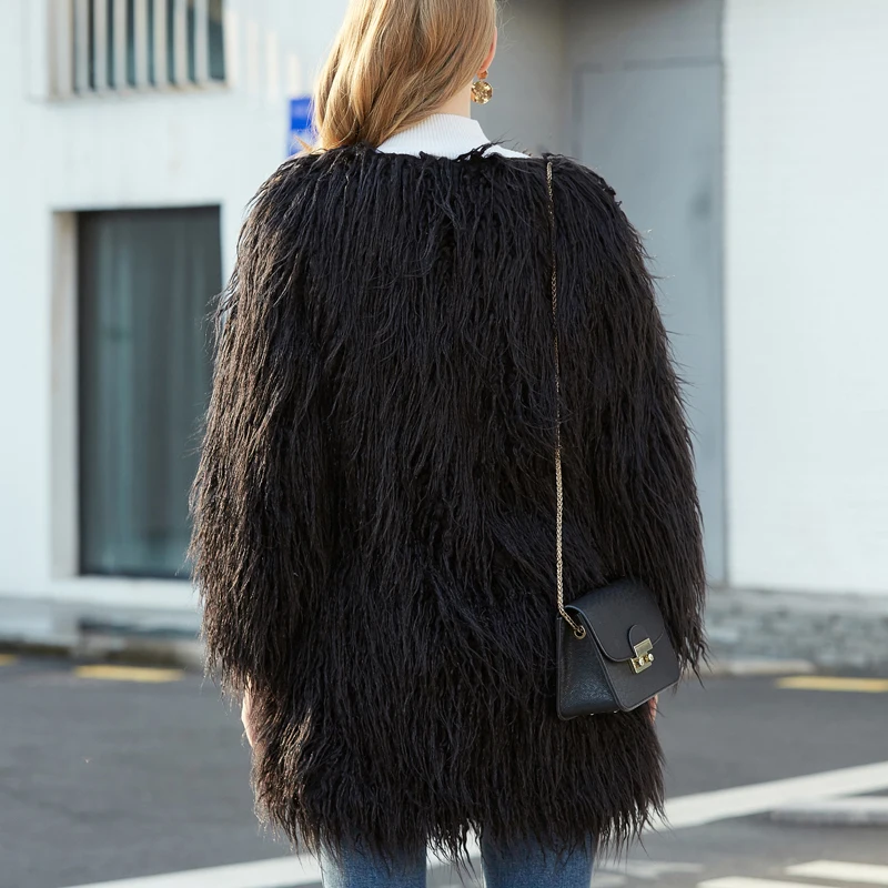 Fluffy Long Faux Fur Coat Women Winter 