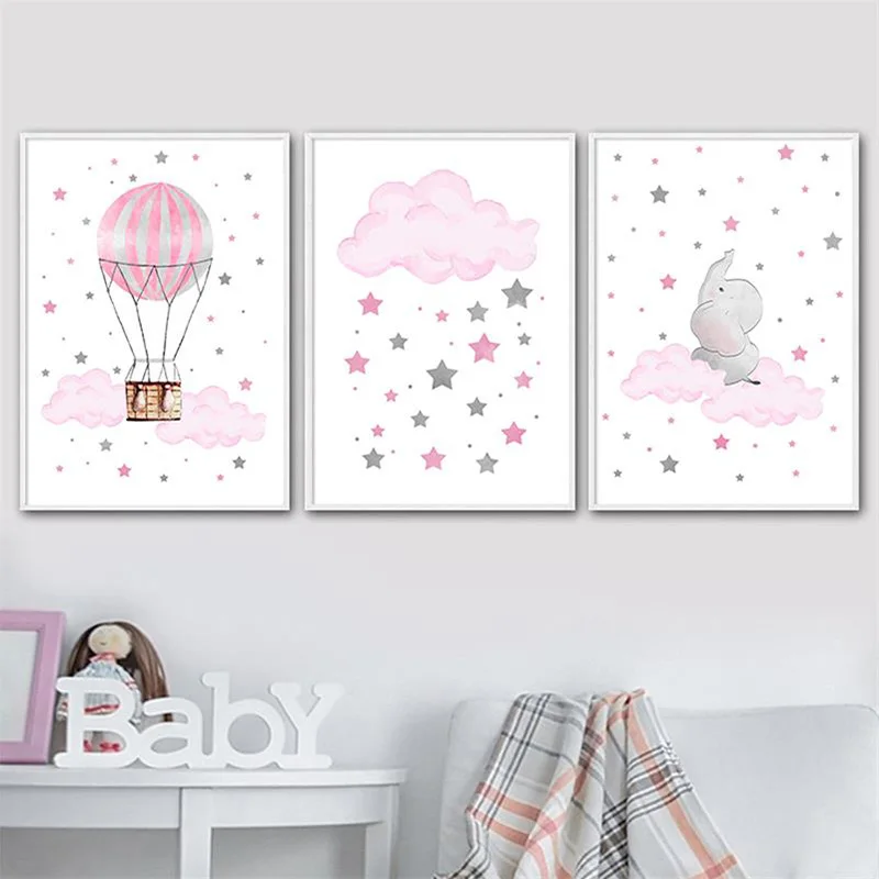 Acquistare Decorazioni per la casa  Children Poster Cloud Balloon Baby  Nursery Wall Art Canvas Print Painting Decorative Picture Nordic Kid Girl  Bedroom Decoration