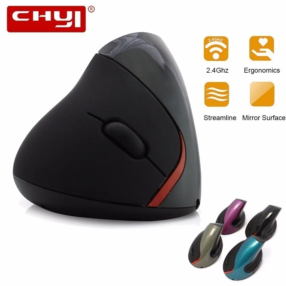 קנו עכברים ומקלדות מחשב  CHYI Wireless Vertical Mouse Rechargeable  Ergonomic Optical Usb Computer Mause 2.4Ghz Maus Stand PC Game Mice For  Laptop Macbook
