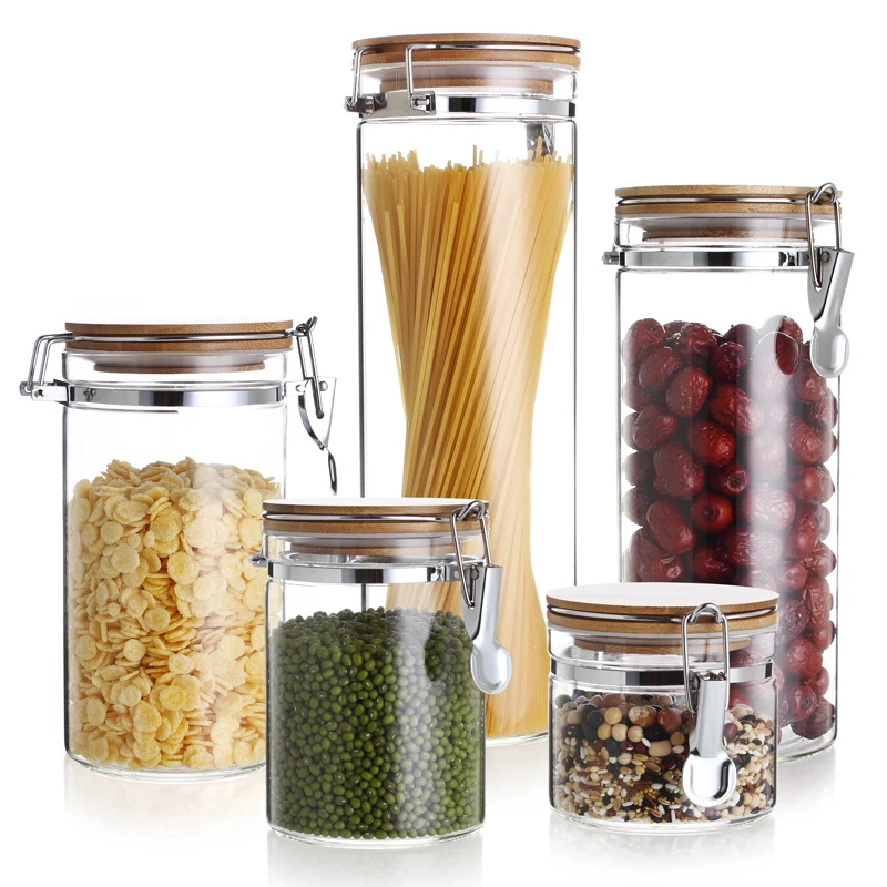 JoyJolt JoyFul 2-Piece 27 oz. Glass Food Storage Jars with Airtight Bamboo  Clamp Lids JW10503 - The Home Depot