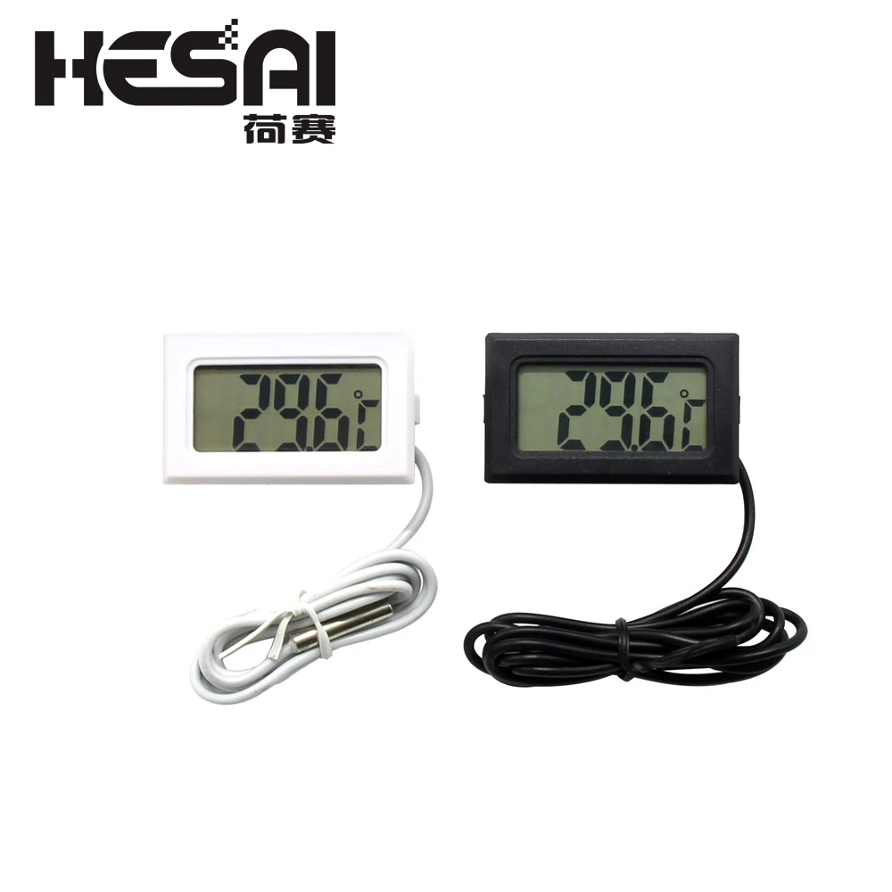 1M Mini LCD Display Meter Digital Thermometer With Black Sensor / White Refrigerator Freezer Thermometer-animated-img