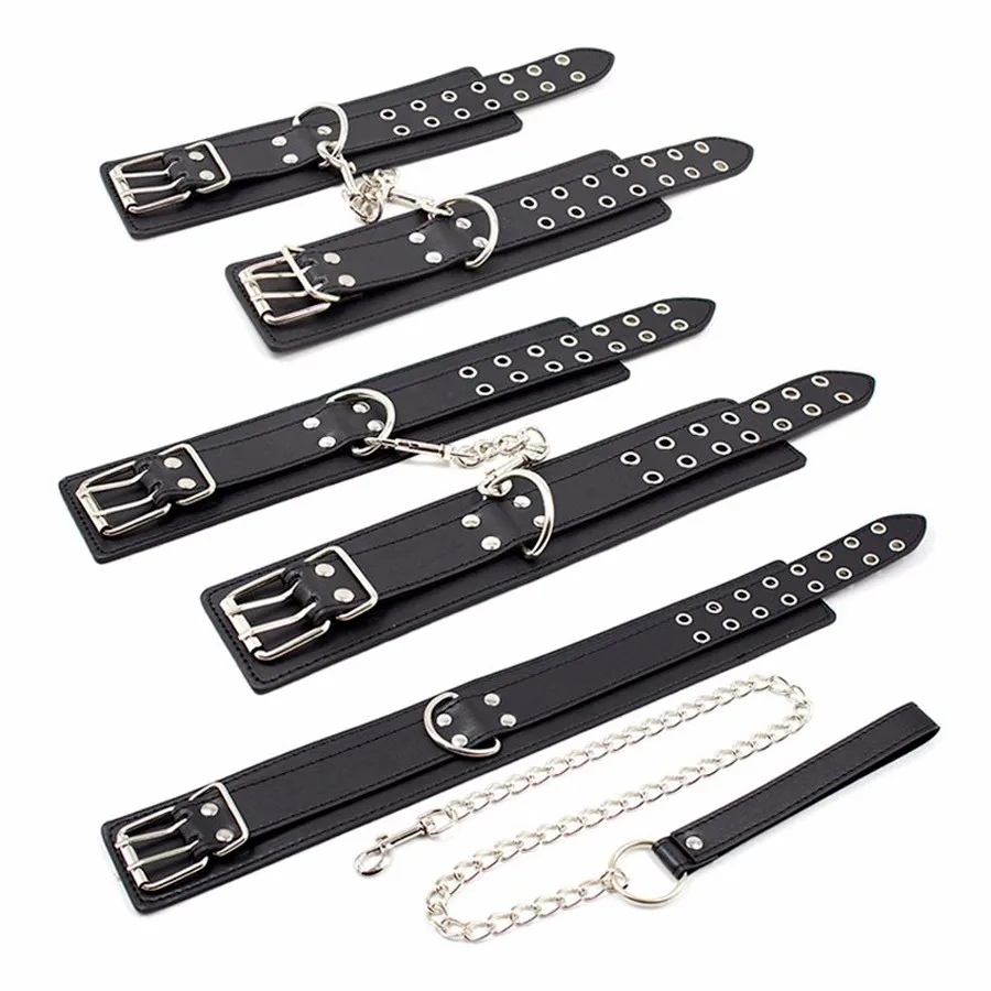 Αγορά Sex products | PU Leather Bdsm Bondage Set Fetish Sex Slave Collar  And Leash, Hand Cuffs, Ankle Cuffs,Restraint Cosplay Sex Toys For Couples