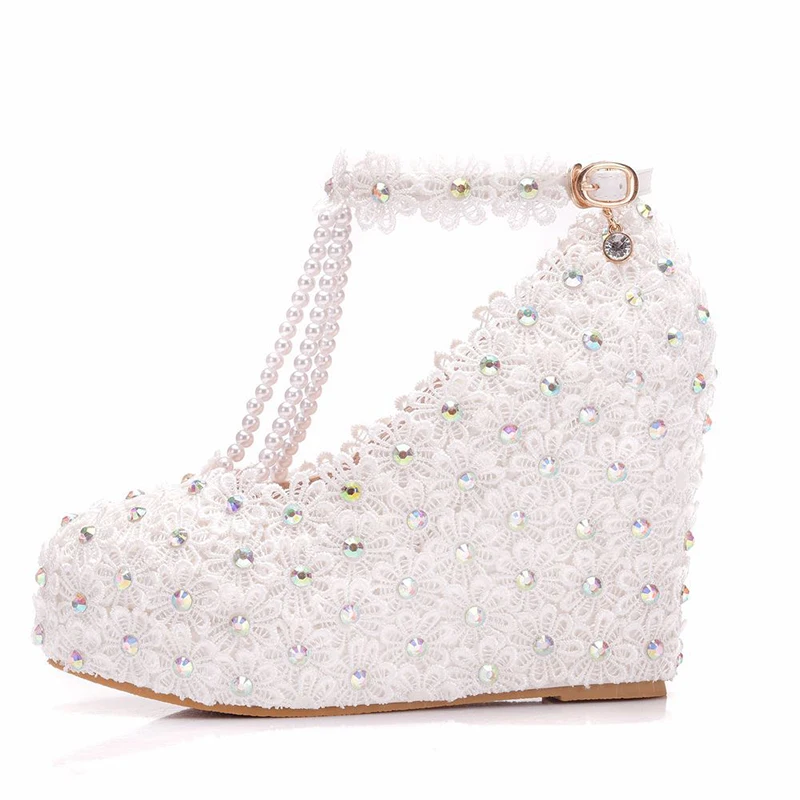 sparkly wedge wedding shoes