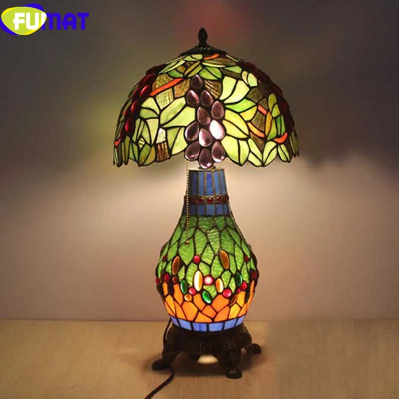 Acquistare Lampade A Led Fumat Tiffany Table Lamps For The Bedroom Led 12 Stained Glass Shade Table Lamp Flower Grape Art Home Deco Mariage Bedside Lamp