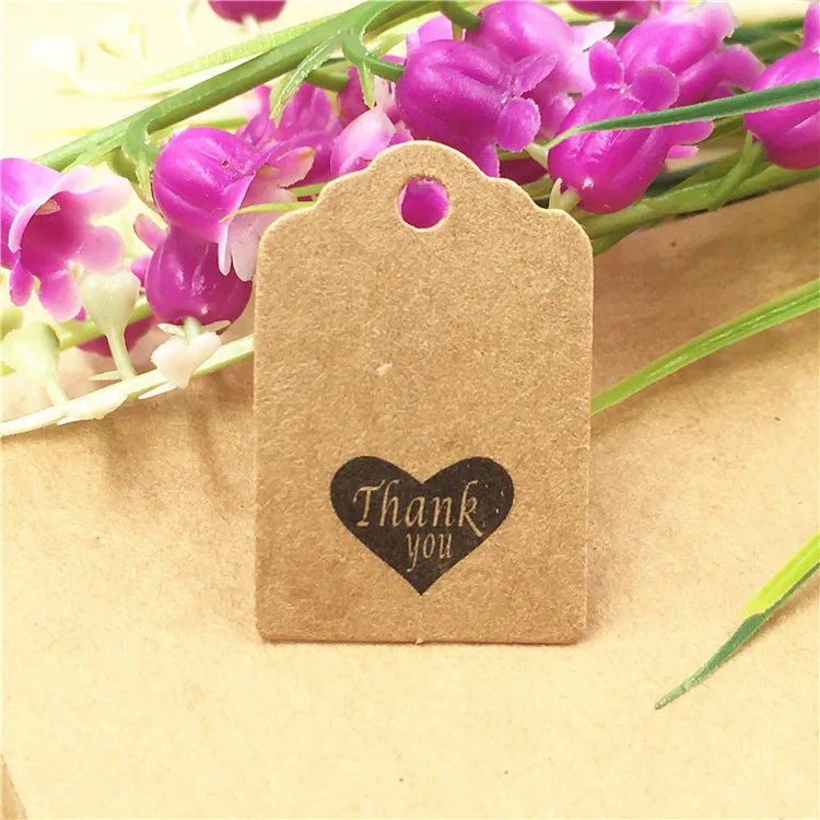 100pcs Kraft Paper Tags with Strings Handmade with Love Hang Tags