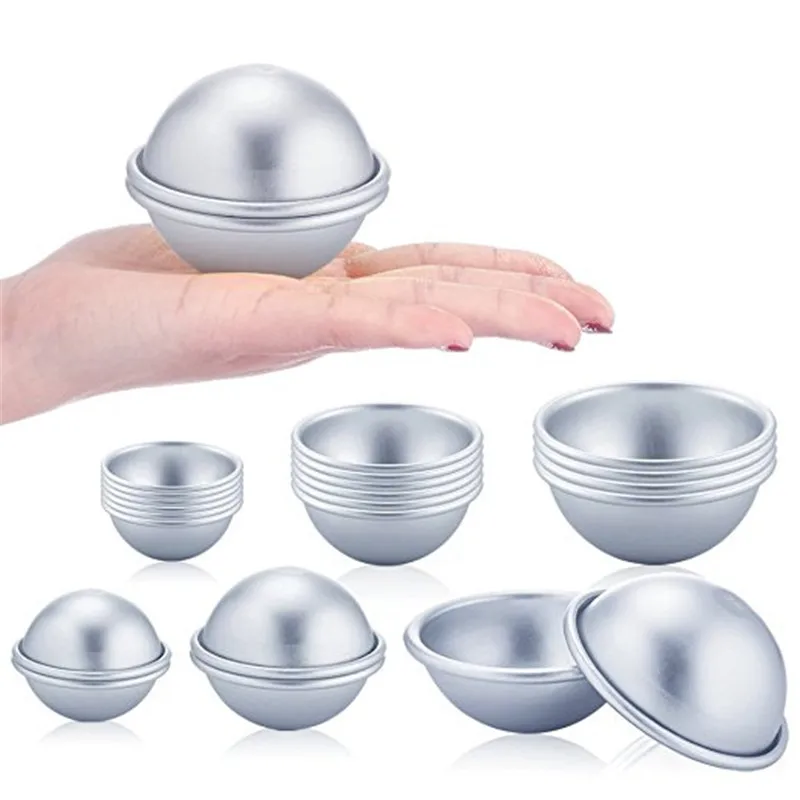 6PCS Round Aluminium Alloy Bath Bomb Molds DIY Tool Bath Bomb Salt Ball  Homemade Crafting Gifts Semicircle Sphere Metal Mold