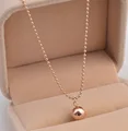 Smooth Steel Ball Pendant Necklace Titanium Steel Rose Gold Color Woman Fine Jewelry Birthday Gift Free Shipping Never Fade preview-1