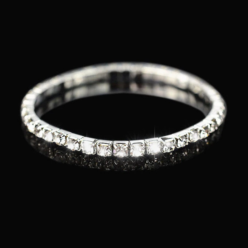 5 piece Rhinestone single-row sparkling crystal elastic Charm bracelet wedding bangles bracelet on valentine's day #B001-animated-img