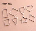 Sweet Bell 16pcs mix heart star oval rectangle triangle charm Hollow glue blank pendant tray bezel charms  DIY Handmade 12C12D preview-1