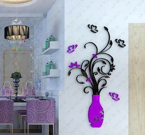 3D Three Dimensional Crystal Acrylic Wall Stickers  Wall decor living  room, Wall stickers room, Bedroom diy