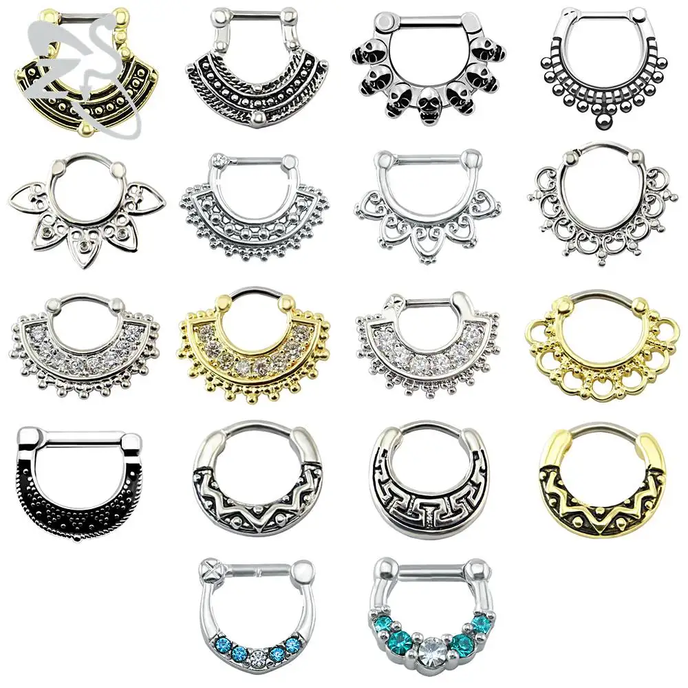Indian Nose Piercing Septum Clicker Real Clip Rings Piercing Jewelry Septum Tribal Hoop Nose Ring Body Piercing Septo indiano-animated-img