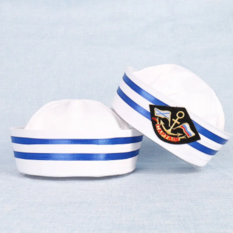 Vintage Adult Kids White Captain Sailor 